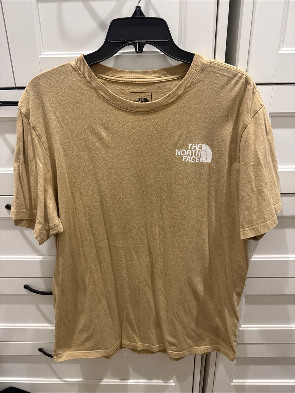 The North Face Men's Short Sleeve Crew T-Shirt in Beige with White Logo